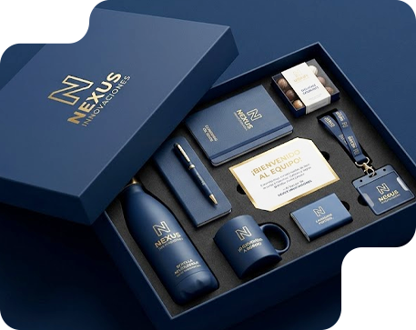 Kit de bienvenida corporativo premium que incluye termo, libreta y empaque rígido para nuevos colaboradores
